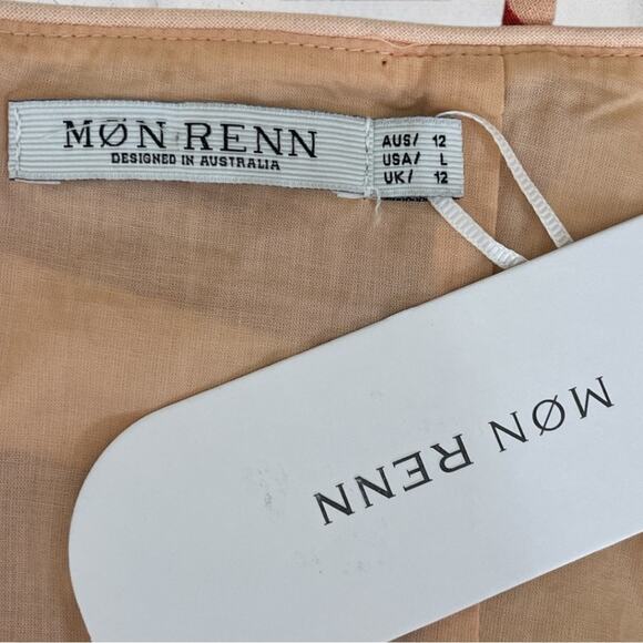 NWT Mon Renn Surreal Midi Dress Tropico Print Red Size Large Cotton Vacation - Picture 8 of 12